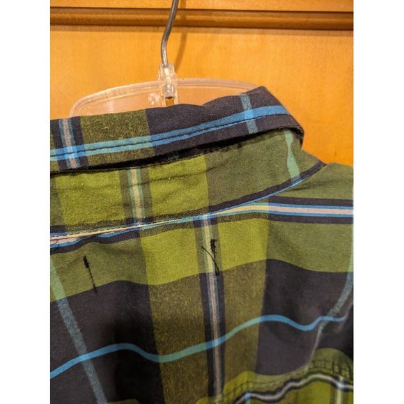 Ocean Pacific Men's Green Blue‎ Plaid L/S Dress Shirt Size Medium - Picture 3 of 5